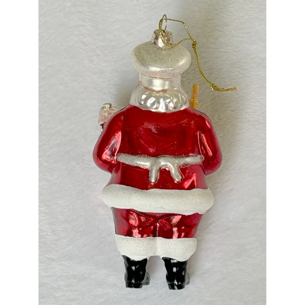 Vintage Baking Santa Claus Blown Glass Ornament 5.75